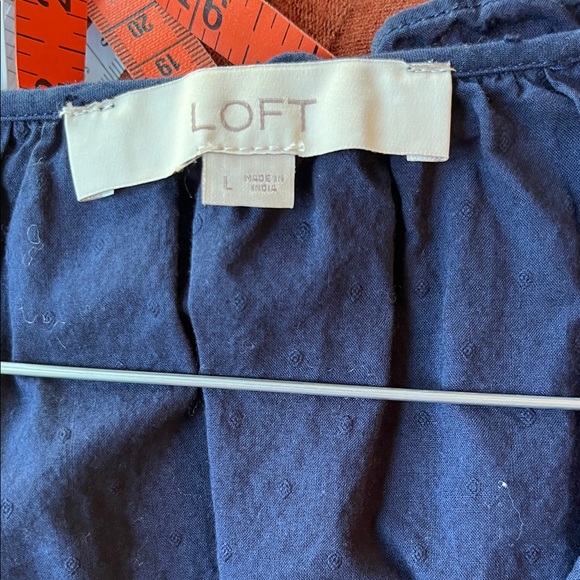 LOFT Dark Blue Ruffled Blouse - Picture 5 of 6